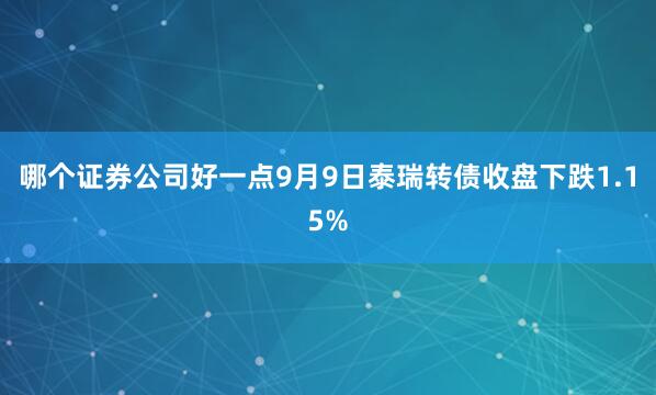 哪个证券公司好一点9月9日泰瑞转债收盘下跌1.15%